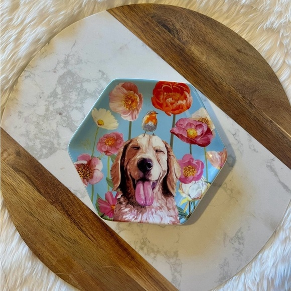 Anthropologie Accessories - Golden retriever Art Floral Decoration mini Trinket Dish